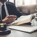 Businesswoman and Male lawyer or judge consult having team meeti
