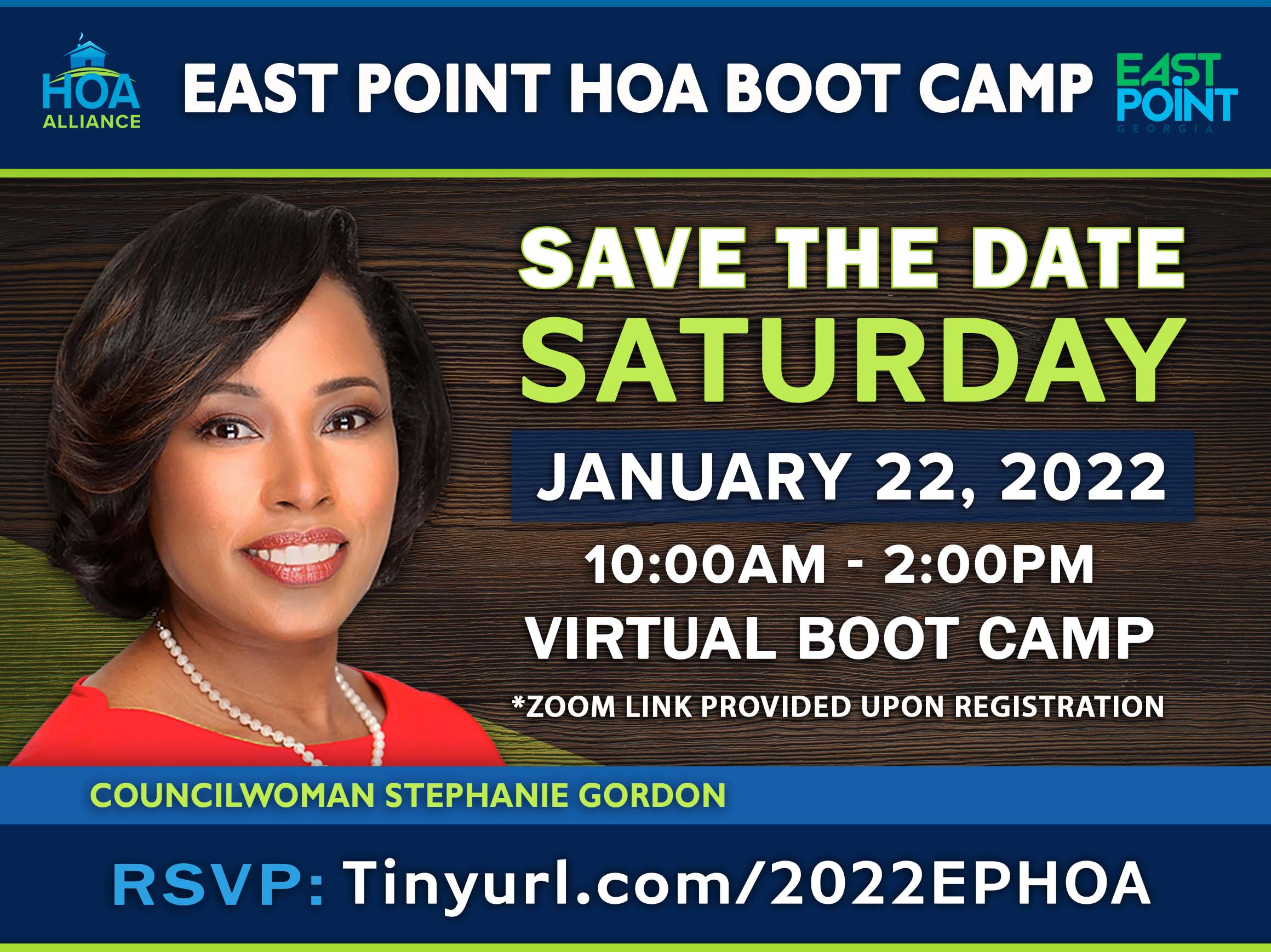 Join Us Virtually For The 2022 East Point HOA Boot Camp Hosted By Councilwoman Stephanie Gordon!