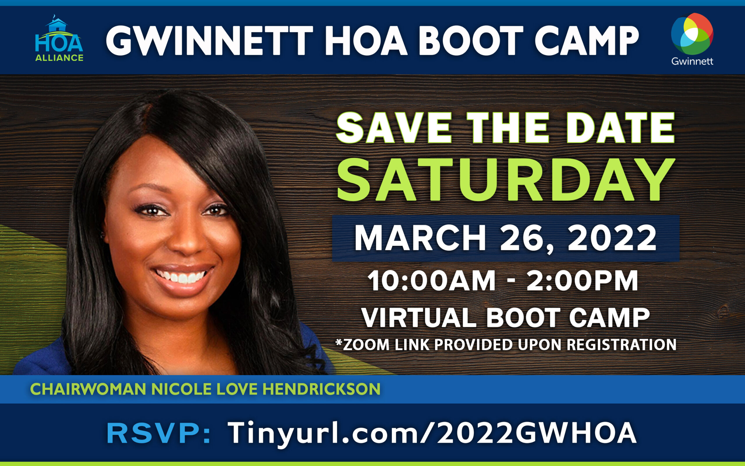 Join us for the 2022 #Gwinnett County HOA Boot Camp with Chairwoman Nicole Love Hendrickson! #SaveTheDate