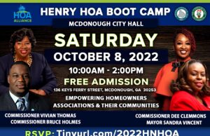 Join us for the 2022 Henry County HOA Boot Camp on Saturday, October 8th from 10:00am – 2:00pm!