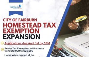 @cityoffairburnga IMPORTANT REMINDER: Applications for the Homestead Tax Exemption are due Monday April 1st by 5pm.