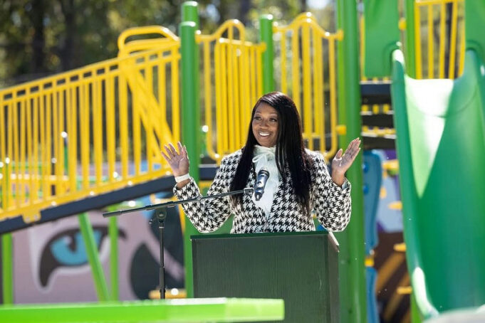 Discover the Grand Opening of Singleton Park: A New Community Hub for Fun, Connection, and Inclusive Growth in Norcross! Photo by Nicole Love Hendrickson on October 15, 2025. May be an image of child, smiling, slide, park and text.