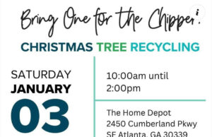 Bring One for the Chipper on January 3, 2026! Photo by City of Smyrna, GA on December 11, 2025. May be an image of christmas tree, poster and text that says 'Bring One مرد the Chipper. CHRISTMAS TREE RECYCLING 10:00am until 2:00pm SATURDAY JANUARY 03 The Home Depot 2450 Cumberland Pkwy SE Atlanta, GA 30339 Trees should be live & unbound with no decorations or flocking. Seedlings will available while supplies last. Scan QR for additional details. KEEp SMYRNA Beautiful វកាយងាកយាយន -KEEP -KEEPGEORGIA- GEORGIA BEAUTIFUL Fourdtion ام اسن KASP #.A APPILIATS'.